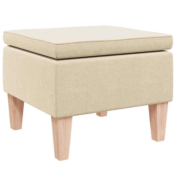 vidaXL Stool with Wooden Legs Cream Fabric