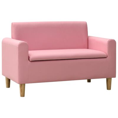 vidaXL 2-Seater Children Sofa Pink Faux Leather