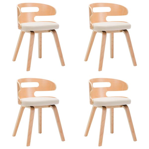vidaXL Dining Chairs 4 pcs Cream Bent Wood and Faux Leather