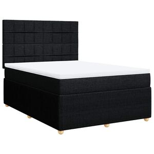 vidaXL Box Spring Bed with Mattress Black Queen Fabric