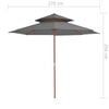 vidaXL Double Decker Garden Parasol with Wooden Pole 270 cm Anthracite