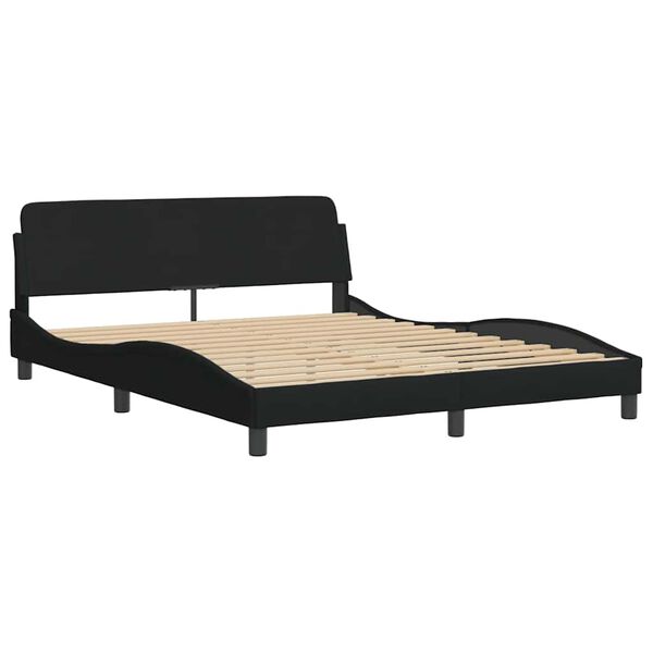 vidaXL Bed Frame without Mattress "Hvar" Black 152x203 cm Queen Fabric
