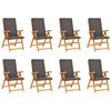 vidaXL 9 Piece Garden Dining Set with Cushions Solid Teak Wood Grey