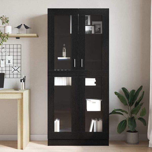 vidaXL Book Cabinet Black oak 82.5 x 30.5 x 185 cm Engineered Wood