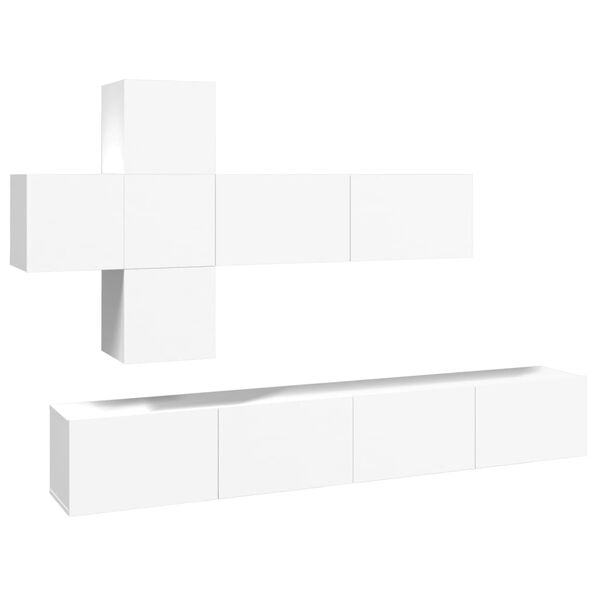 vidaXL 7 Piece TV Cabinet Set White Engineered Wood