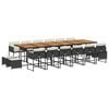 vidaXL 17 Piece Garden Dining Set with Cushions Black Poly Rattan