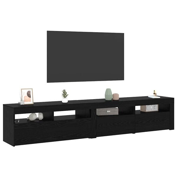 vidaXL TV Cabinet 2 pcs Black Oak 210 x 35 x 40 cm Engineered Wood