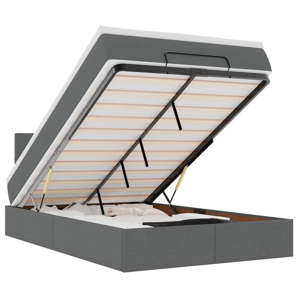 vidaXL Ottoman Bed with Mattress Dark Grey King Single Fabric