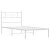 vidaXL Metal Bed Frame without Mattress with Headboard White 107x203cm