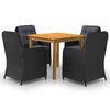 vidaXL 5 Piece Garden Dining Set Black