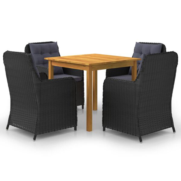 vidaXL 5 Piece Garden Dining Set Black