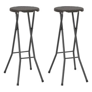 vidaXL Folding Bar Stools 2 pcs HDPE and Steel Brown Rattan Look