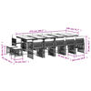 vidaXL 15 Piece Garden Dining Set with Cushions Black Poly Rattan