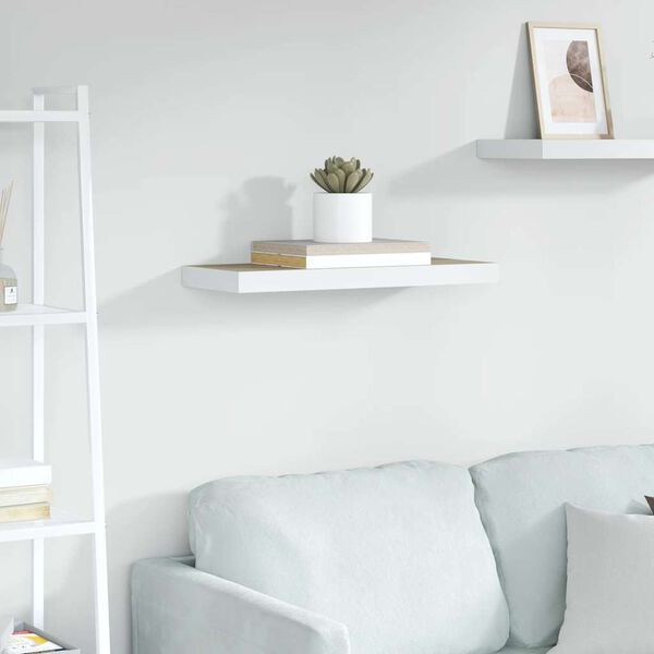 vidaXL Floating Wall Shelf Oak and White 60x23.5x3.8 cm MDF
