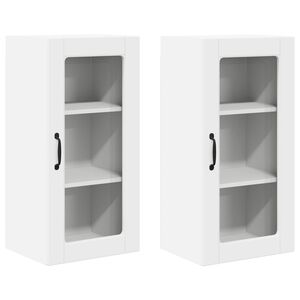 vidaXL Wall Glass Cabinet LUCCA 2 pcs White Engineered Wood
