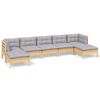 vidaXL 7 Piece Garden Lounge Set with Grey Cushions Pinewood
