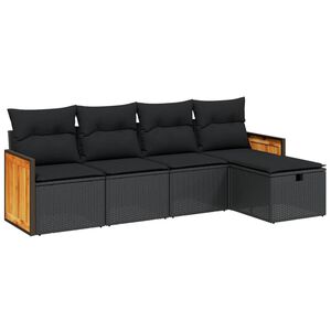 vidaXL 6 Piece Garden Sofa Set with Cushions Black Poly Rattan