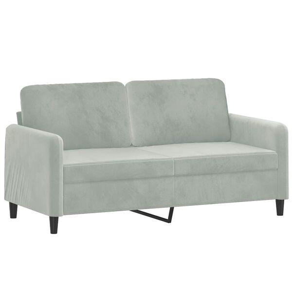 vidaXL 2 Piece Sofa Set with Pillows Light Grey Velvet