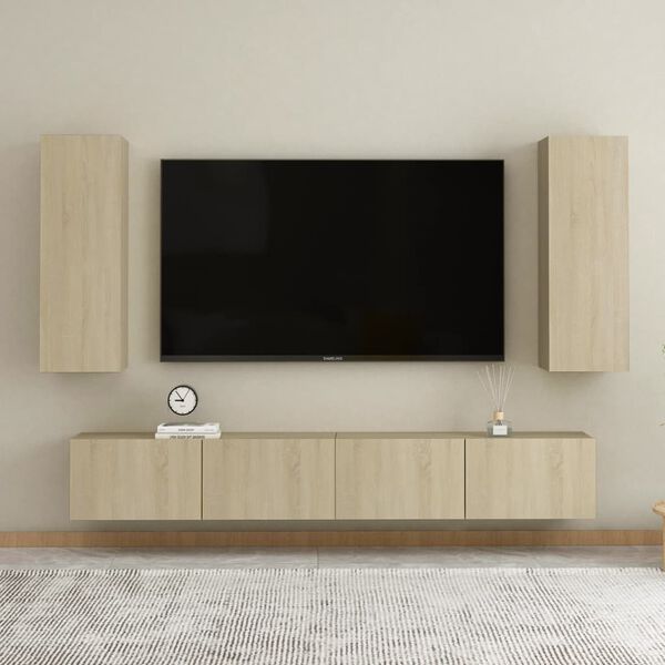 vidaXL 4 Piece TV Cabinet Set Sonoma Oak Engineered Wood