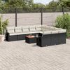 vidaXL 12 Piece Garden Sofa Set with Cushions Black Poly Rattan