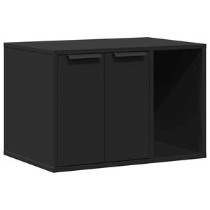 vidaXL Cat Litter Box Enclosure Black 60x40x40 cm Engineered Wood
