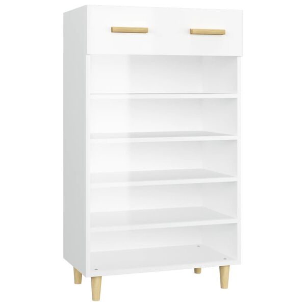 vidaXL Shoe Cabinet High Gloss White 60x35x105 cm Engineered Wood
