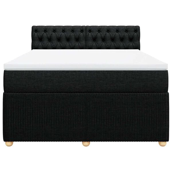 vidaXL Box Spring Bed with Mattress Black Queen Fabric