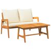 vidaXL Bistro Set with Cushion 2 Piece Oil Natural Solid Acacia Wood