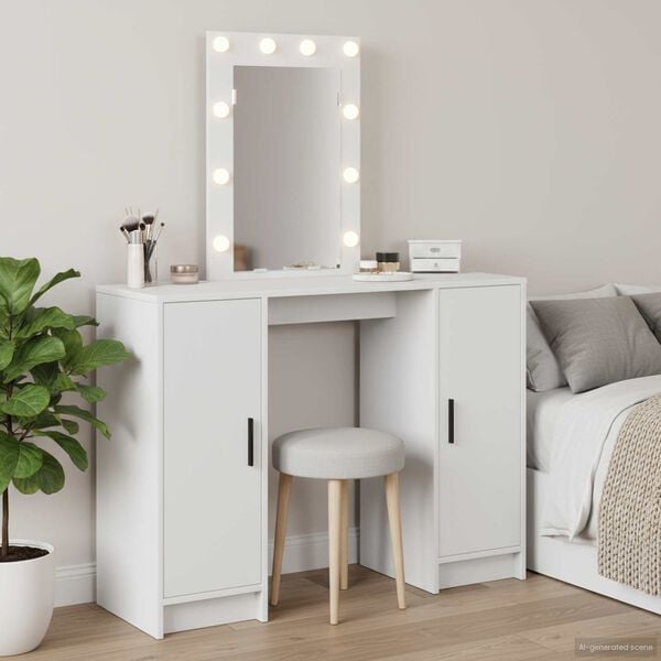 vidaXL Dressing Table White 102 x 33 x 135 cm Engineered Wood