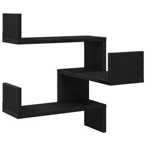 vidaXL Wall Shelf Wall-Mounted Black Oak 40 x 40 x 49.5 cm