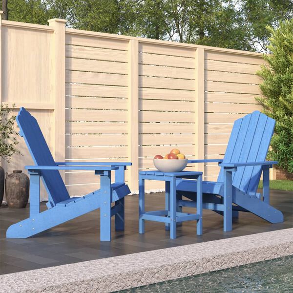vidaXL Garden Adirondack Chairs with Table HDPE Aqua Blue