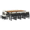 vidaXL 13 Piece Garden Dining Set with Cushions Black Poly Rattan