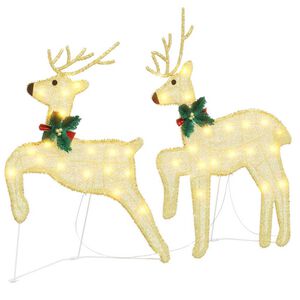 vidaXL LED Reindeers 2 pcs Warm White Fabric