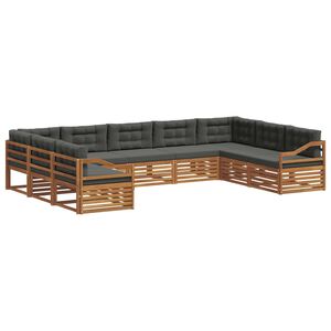 vidaXL Outdoor Sofa Set 9 pcs Natural and Anthracite Solid Acacia Wood