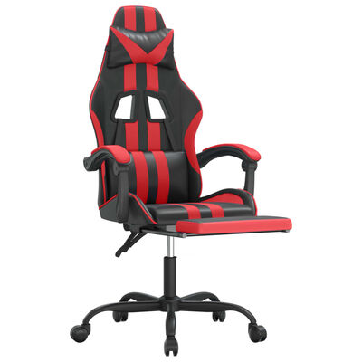 vidaXL Gaming Chair with Footrest Black and Red Faux Leather