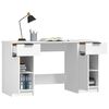 vidaXL Desk with Side Cabinet White Engineered Wood