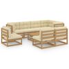 vidaXL 9 Piece Garden Lounge Set with Cushions Solid Pinewood