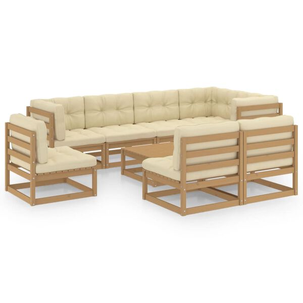 vidaXL 9 Piece Garden Lounge Set with Cushions Solid Pinewood