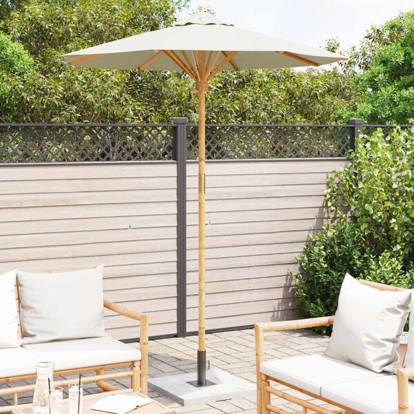 vidaXL Garden Parasol Cream White &Oslash; 180 x 230 cm Bamboo