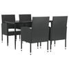 vidaXL 5 Piece Garden Dining Set Black Poly Rattan and Steel