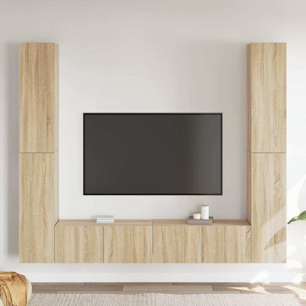 vidaXL 6 Piece TV Cabinet Set Sonoma Oak Engineered Wood