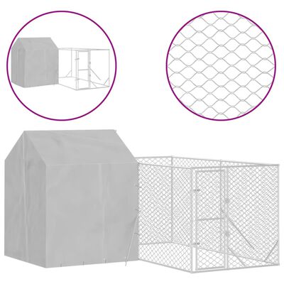 vidaXL Outdoor Dog Kennel with Roof Silver 4x4x2.5 m Galvanised Steel