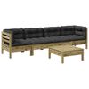 vidaXL 5 Piece Garden Sofa Set with Cushions Impregnated Wood Pine