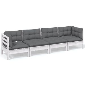 vidaXL 4 Piece Garden Lounge Set with Cushions Solid Pinewood