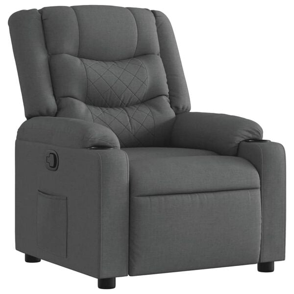 vidaXL Recliner Chair Dark Grey Fabric