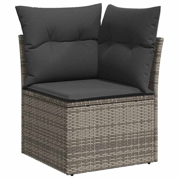 vidaXL Garden Sofa Set with Cushion 8 pcs Grey Poly Rattan