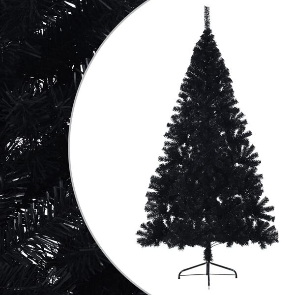 vidaXL Artificial Half Christmas Tree with Stand Black 180 cm PVC