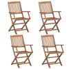 vidaXL Folding Garden Chairs 4 pcs with Cushions Solid Wood Acacia