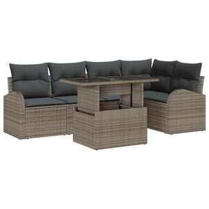vidaXL Garden Sofa Set with Cushion with Pillow 6 pcs Grey Poly rattan
