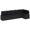 vidaXL Garden Sofa Set 6 pcs Black Poly Rattan